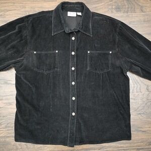 Carolina Blues Women's 22W Black‎ Corduroy Button up Shirt Long Sleeve Pockets